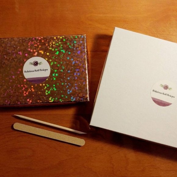 Black Coffin Holo Glitter Press On Nails - New Hand Painted - Picture 5 of 6